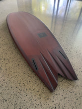 Load image into Gallery viewer, SJS Custom 5'10 Hip Fish performance surfboard handcrafted by Scotty James on the Gold Coast, Australia – fin box and channel detail
